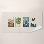Minimal Nature Set – Mountain & Tree Art Badehandtuch (Badehandtuch)
