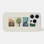 Minimal Nature Set – Mountain & Tree Art iPhone Hülle (Rückseite (Horizontal))