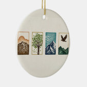 Minimal Nature Set – Mountain & Tree Art Keramik Ornament (Rechts)