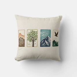 Minimal Nature Set – Mountain & Tree Art Kissen