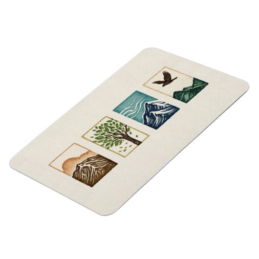 Minimal Nature Set – Mountain & Tree Art Magnet (Linke Seite)