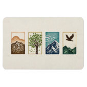 Minimal Nature Set – Mountain & Tree Art Magnet (Horizontal)