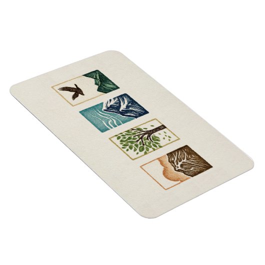 Minimal Nature Set – Mountain & Tree Art Magnet (Rechte Seite)