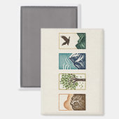 Minimal Nature Set – Mountain & Tree Art Magnet (Vorderseite/Rückseite)