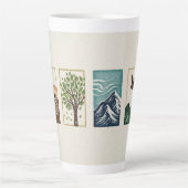 Minimal Nature Set – Mountain & Tree Art Milchtasse (Vorderseite)