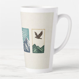 Minimal Nature Set – Mountain & Tree Art Milchtasse