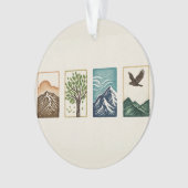 Minimal Nature Set – Mountain & Tree Art Ornament (Vorderseite)