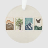 Minimal Nature Set – Mountain & Tree Art Ornament (Vorderseite)