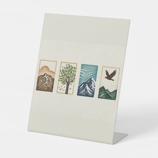 Minimal Nature Set – Mountain & Tree Art Sockelschild (Vorderseite)