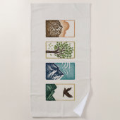 Minimal Nature Set – Mountain & Tree Art Strandtuch (Vorderseite)