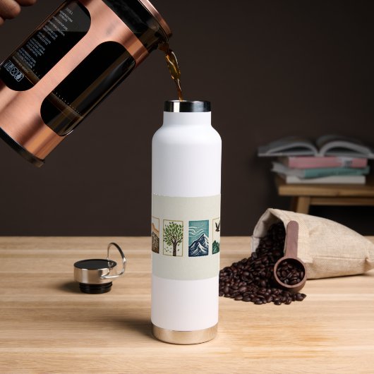 Minimal Nature Set – Mountain & Tree Art Trinkflasche (Kaffee (gedreht))