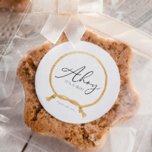 Minimal Nautic Sea Knot Ahoy Es ist ein Junge Runder Aufkleber