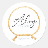 Minimal Nautic Sea Knot Ahoy Es ist ein Junge Runder Aufkleber (Vorderseite)