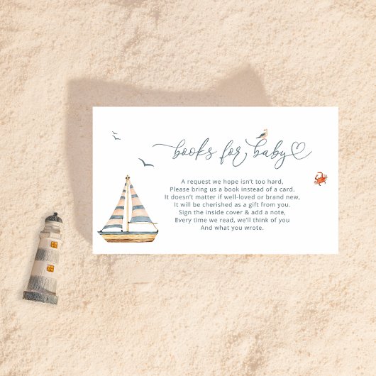 Minimal Nautical Baby Shower Books für Baby Begleitkarte