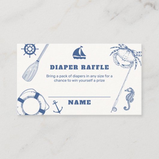 Minimal Nautical Fishing Diaper Raffle Baby Dusche Begleitkarte (Vorderseite)
