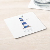 Minimal Nautical Lighthouse Baby Shower Ahoy Boy's Rechteckiger Pappuntersetzer (angewinkelt)