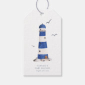 Minimal Nautical Lighthouse Kinderdusche Ahoy Boy Geschenkanhänger (Vorderseite)
