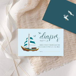 Minimal Nautical Sailboat Ahoy Boy Diaper Raffle Begleitkarte