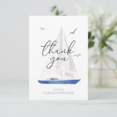 Minimal Nautical Sailboat Ahoy Boy's Danke (Stehend Vorderseite)