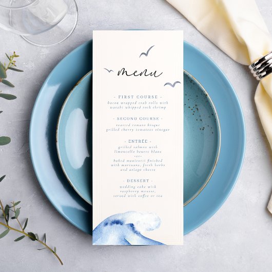 Minimal Nautical Sailboat Ahoy Boy's Menükarte