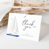 Minimal Nautical Sailboat Baby Shower Ahoy Boy's Dankeskarte