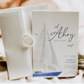 Minimal Nautical Sailboat Baby Shower Ahoy Boy's Einladung