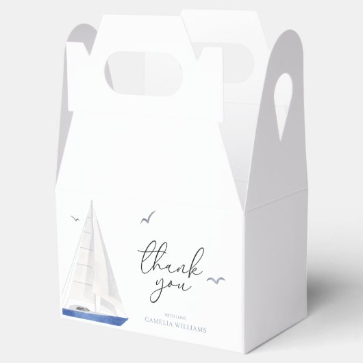 Minimal Nautical Sailboat Baby Shower Ahoy Boy's Geschenkschachtel (Geöffnet)