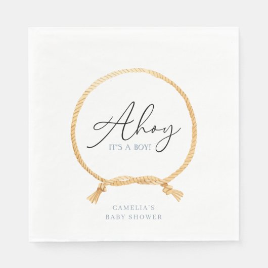 Minimal Nautical Sailboat Baby Shower Ahoy Boy's Serviette (Vorderseite)