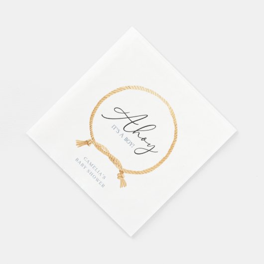 Minimal Nautical Sailboat Baby Shower Ahoy Boy's Serviette (Ecke)