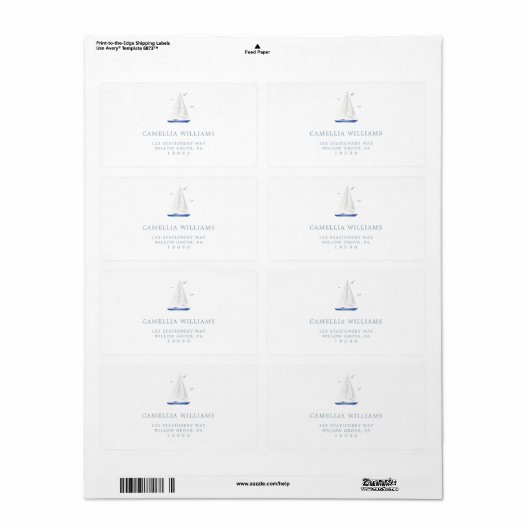 Minimal Nautical Sailboat Babydusche Ahoy Adresse (Vorne)