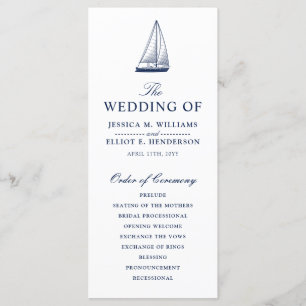Minimal Nautical Wedding Program Sailboat Programm