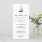 Minimal Nautical Wedding Program Sailboat Programm (Stehend Vorderseite)