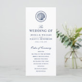 Minimal Nautical Wedding Programm Seashell Thema (Stehend Vorderseite)