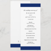 Minimal Navy Blue Classic Einfache Hochzeit Programm (Vorne/Hinten)
