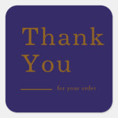 Minimal Navy Blue Custom Thank You Business Square Quadratischer Aufkleber (Vorderseite)