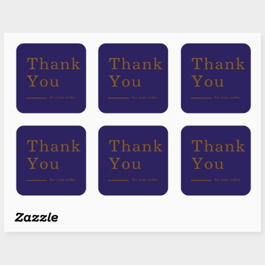 Minimal Navy Blue Custom Thank You Business Square Quadratischer Aufkleber (Blatt)