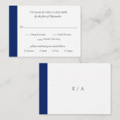 Minimal Navy Blue Elegant Wedding Mini RSVP Karte (Vorne/Hinten)
