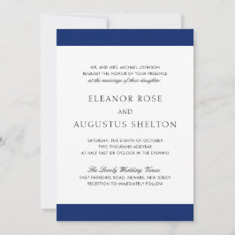 Minimal Navy Blue Elegante Moderne Hochzeit Einladung