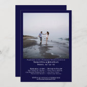 Minimal Navy Blue Foto Hochzeit Probe Dinner Einladung (Vorne/Hinten)