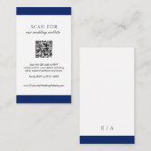 Minimal Navy Blue Modern QR Code Hochzeit Begleitkarte (Vorne/Hinten)