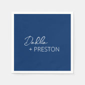 Minimal Navy Blue Moderne Hochzeit Serviette (Vorderseite)