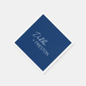 Minimal Navy Blue Moderne Hochzeit Serviette (Ecke)