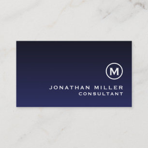 Minimal Navy Blue Monogram Visitenkarte