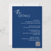 Minimal Navy Blue QR Code Moderne Hochzeit Einladung (Rückseite)