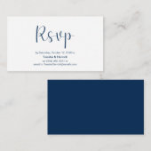 Minimal, Navy Blue Schriftart, Wedding RSVP, reagi Begleitkarte (Vorne/Hinten)