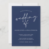 Minimal Navy Blue Script Einladung (Vorderseite)