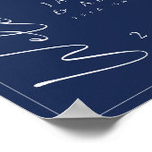 Minimal Navy Blue Script Wedding Willkommenszeiche Poster (Ecke)