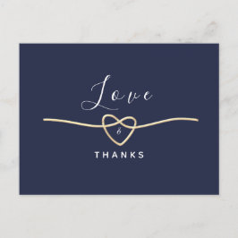 Minimal Navy Blue Wedding Vielen Dank Postkarte