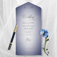 Minimal Navy Blue & White Blur Modernes Abendessen