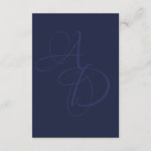 Minimal Navy Blue White Monogram Elegant Wedding Begleitkarte (Rückseite)